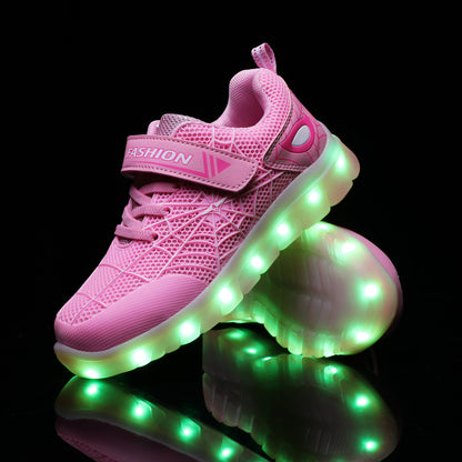 LED-Leuchtschuhe für Kinder, Größe 26-37, USB-aufladbar, Klettverschluss