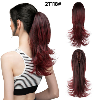 Seidenperücke für Damen, langes Haar, leicht gelockt, kurze Locken