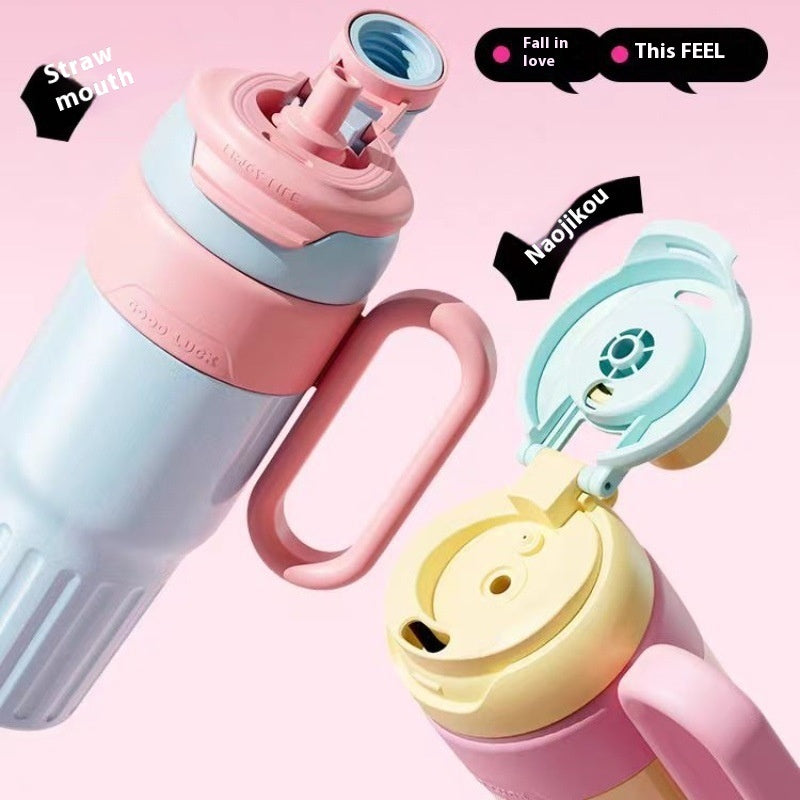 780 ml Thermobecher mit Farbverlauf, Edelstahl, doppelt, mit Deckel, Kaffeebecher, Thermoskanne mit großem Fassungsvermögen, Strohhalmbecher für Damen und Herren