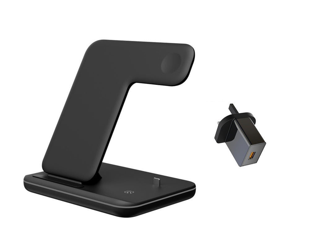 Kompatibles kabelloses Ladegerät für Mobiltelefone, Smartwatches und Kopfhörer – 3-in-1-Ladestation
