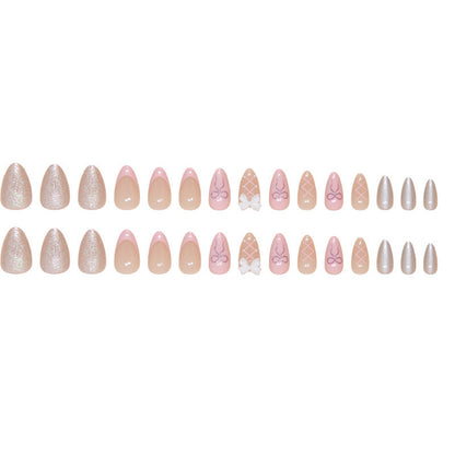 Minimalistische Schleifen-Perlen-French-Nagelsticker