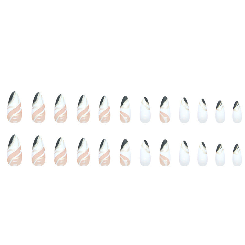 Nagelstück in Mandelform, Farbe Mandarinente, schwarz-weiß