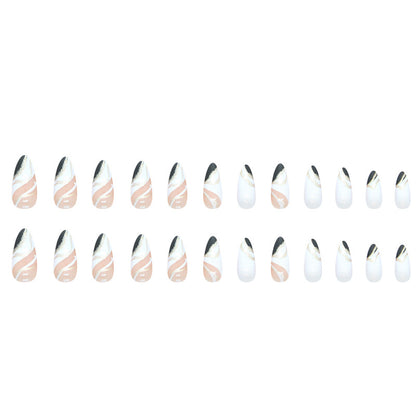 Nagelstück in Mandelform, Farbe Mandarinente, schwarz-weiß