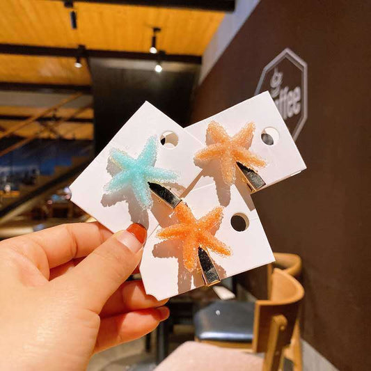 Koreanische Kristall-Seestern-Haarspange, seitliche Damen-Haarspange, Entenschnabel-Haarspange, Macaron-Haarspange