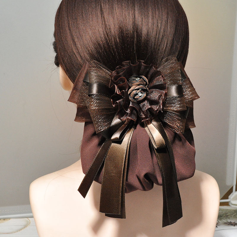 Catering-Reinigungsarbeiten Kopfschmuck Blume Damen Haarknoten Extensions Netzbeutel