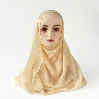 Muslim Kerchief Slub Cotton Scarf Tassel