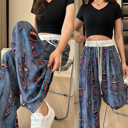 Lässige, fließende, bodenlange, gerade geschnittene Damenhose