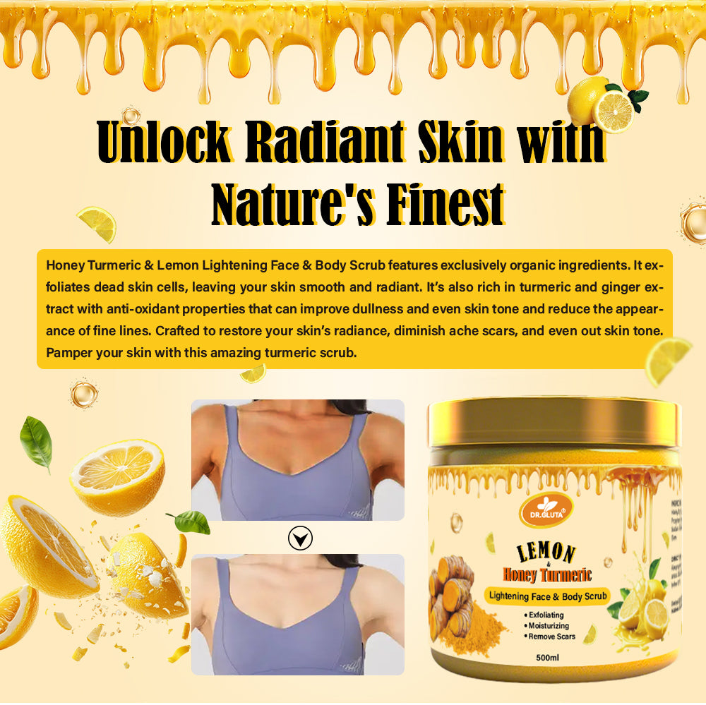 Körperpeeling mit Zitrone, Honig und Kurkuma – Aufhellende Gesichts- und Körperpflege (500 ml) 