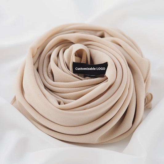 Einfarbiger Perlen-Chiffon-Schal, Kopftuch, Schleier, Chiffon-Schal