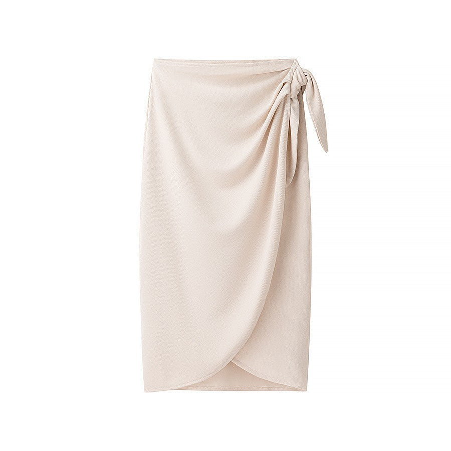 Women's Fashion Simple And Versatile Side-tie Mid-length Skirt