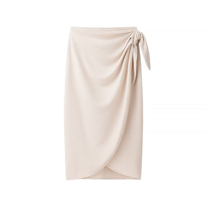 Women's Fashion Simple And Versatile Side-tie Mid-length Skirt