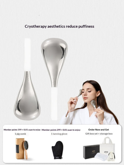 Eislöffel-Schönheitsmassage, Gesichtspflege, Abschwellendes Gesicht, Eispackung, Augen-Eishammer, Kältekompresse