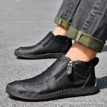 Herren-Flats, Stiefeletten, modisch, lässig, mit seitlichem Reißverschluss, elegante Pendlerschuhe