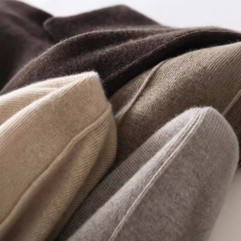 Drapierte, bodenlange Strick-Freizeithose