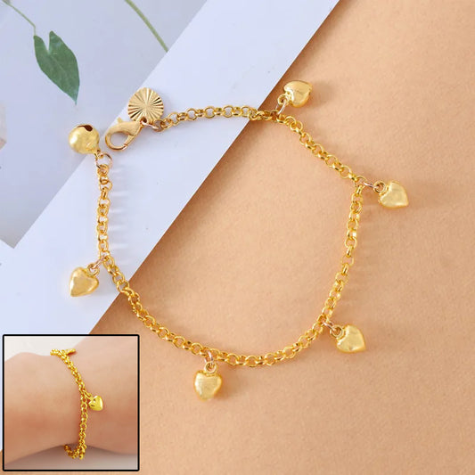 Neues, schlichtes und vielseitiges Armband mit Herzanhängern für Damen und Teenager-Mädchen – Modeschmuck