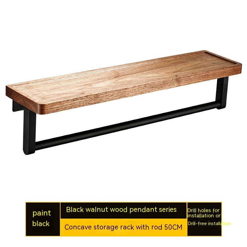 Wandmontiertes Aufbewahrungsregal aus Walnussholz (ohne Bohren)