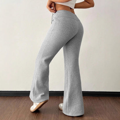 Padded Fleece Trousers High Waist Pure Color Sweatpants