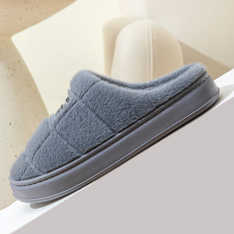 Herren-Hausschuhe aus karierter Baumwolle, warm, für den Winter, dicksohlig, rutschfest, für drinnen, Schlafzimmer, Paar