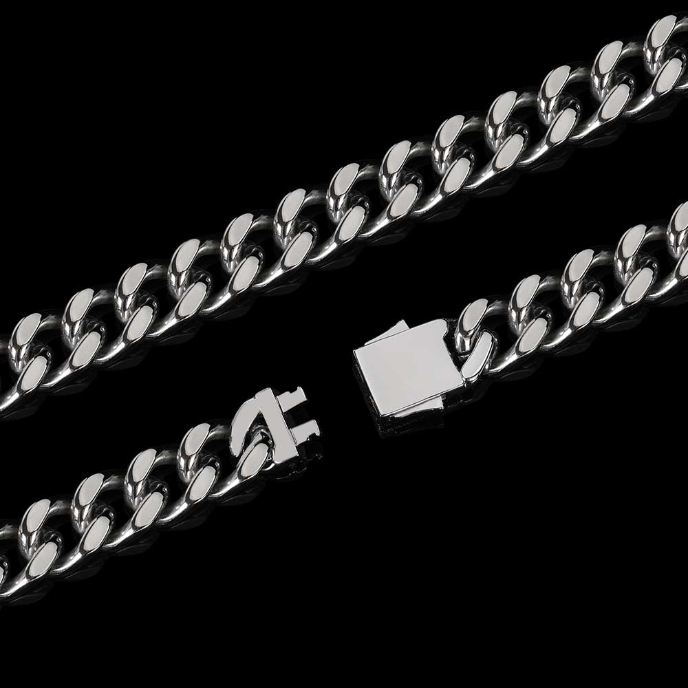 Stainless Steel Cuban Chain Hip Hop Bracelet Diamond Spring Buckle Four Sides Grinding