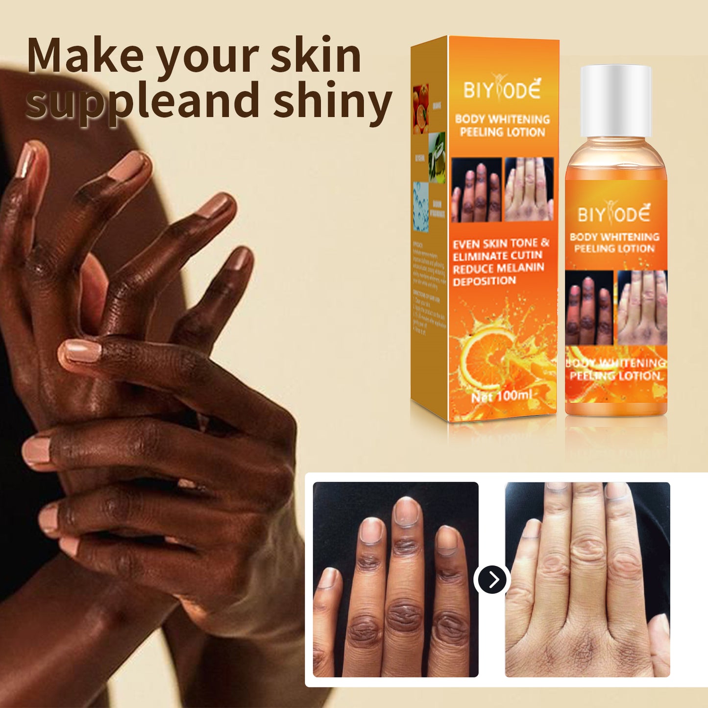 Private Label Bio-Aufhellungslotion-Creme mit aufhellender Wirkung für den Körper, OEM für schwarze Haut 