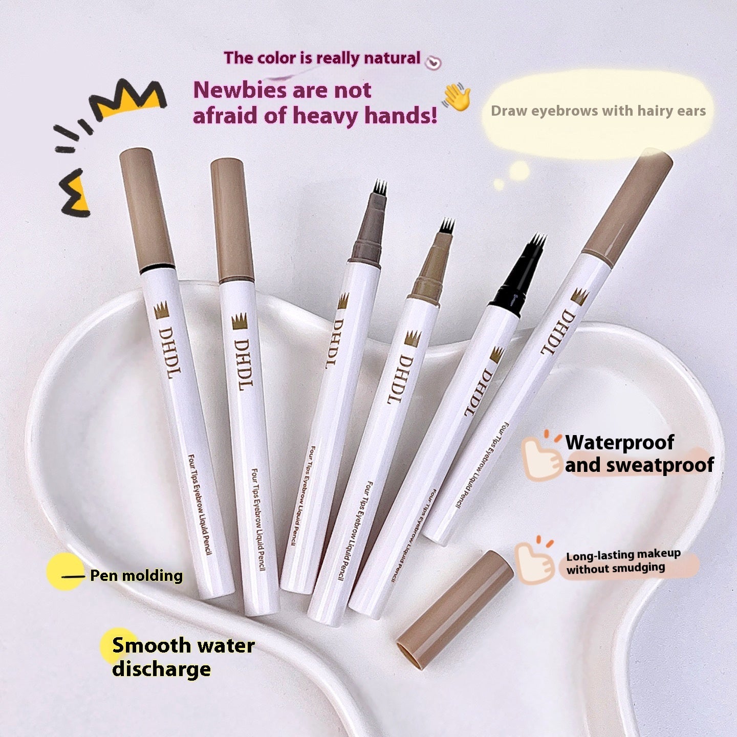 DHDL Vier-Gabel-Augenbrauenstift, wasserfest, schweißresistent, langanhaltend, wischfest