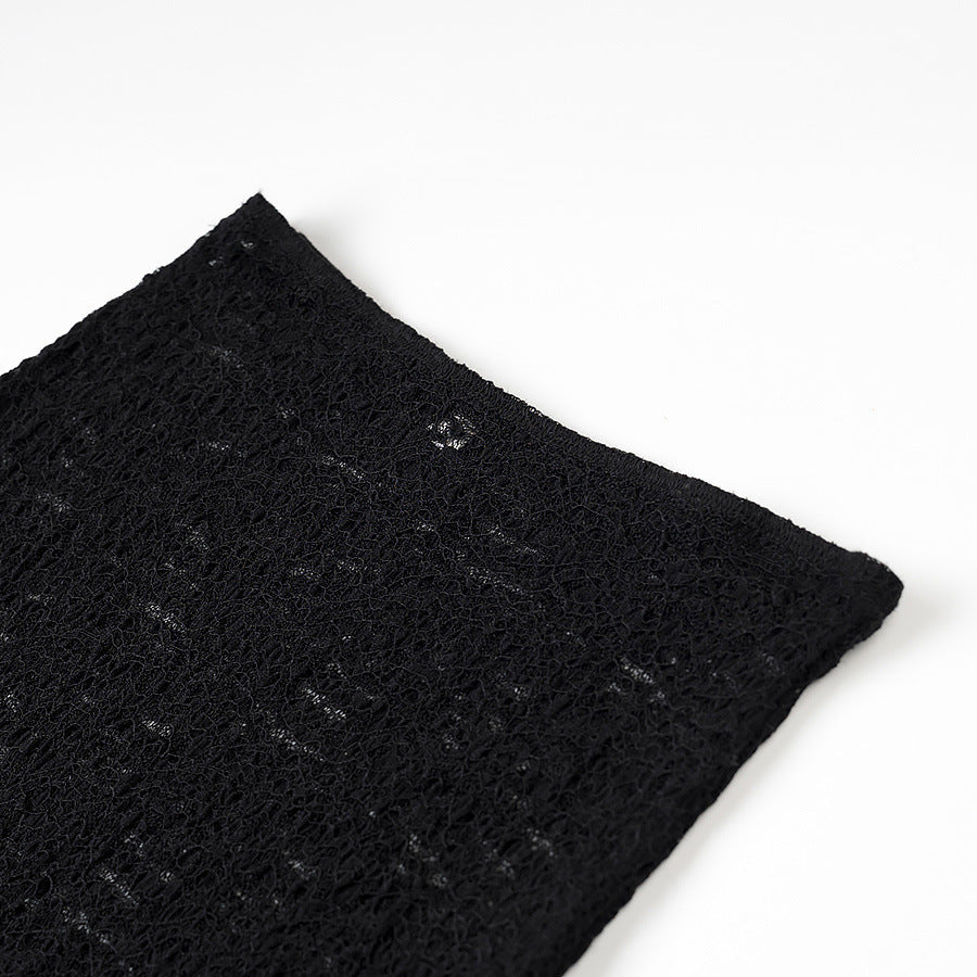 Lace Irregular Hem Half-skirt With Low Waist Belt In Solid Color