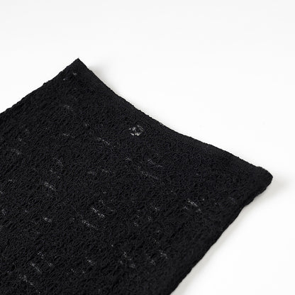 Lace Irregular Hem Half-skirt With Low Waist Belt In Solid Color