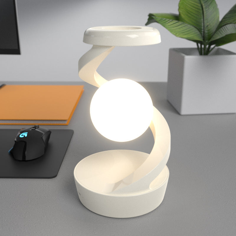 Drehbare Mond-Schreibtischlampe mit kabelloser Handy-Ladefunktion und Sensorsteuerung, dekorative Tischlampe, kleine Nachtlampe, Heimdekoration