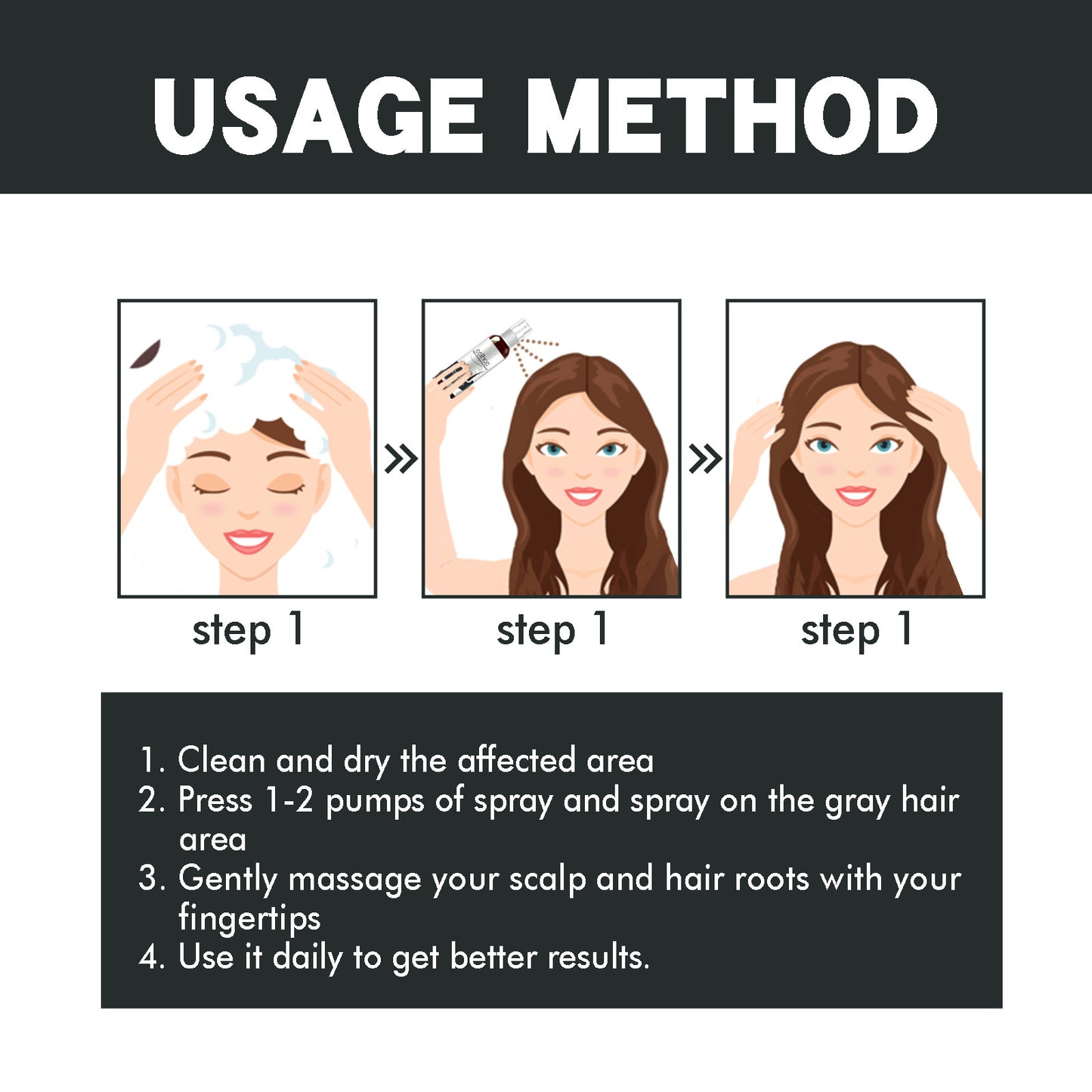 Covering Gray Hair Soft Moisturizing And Dense Care Spray