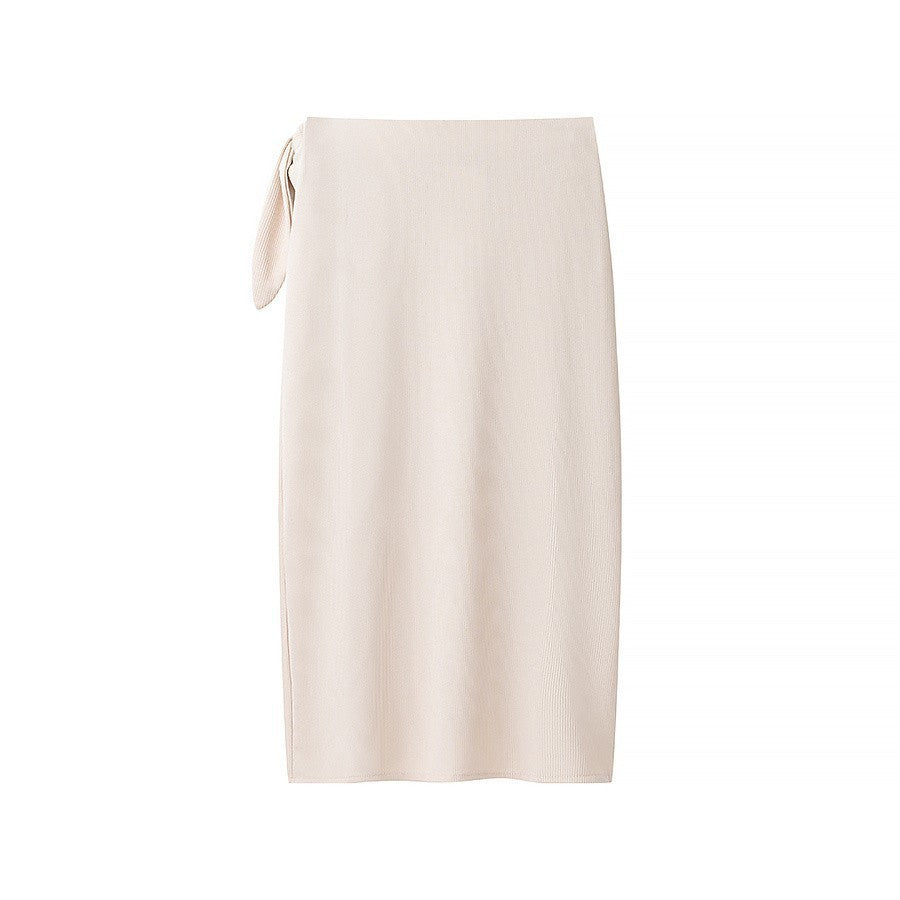Women's Fashion Simple And Versatile Side-tie Mid-length Skirt
