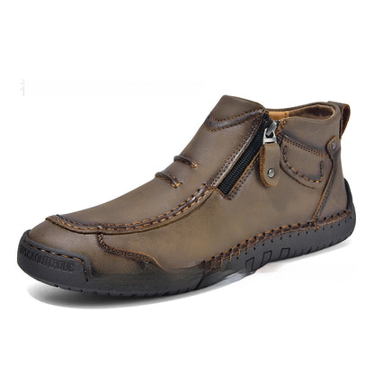 Herren-Flats, Stiefeletten, modisch, lässig, mit seitlichem Reißverschluss, elegante Pendlerschuhe