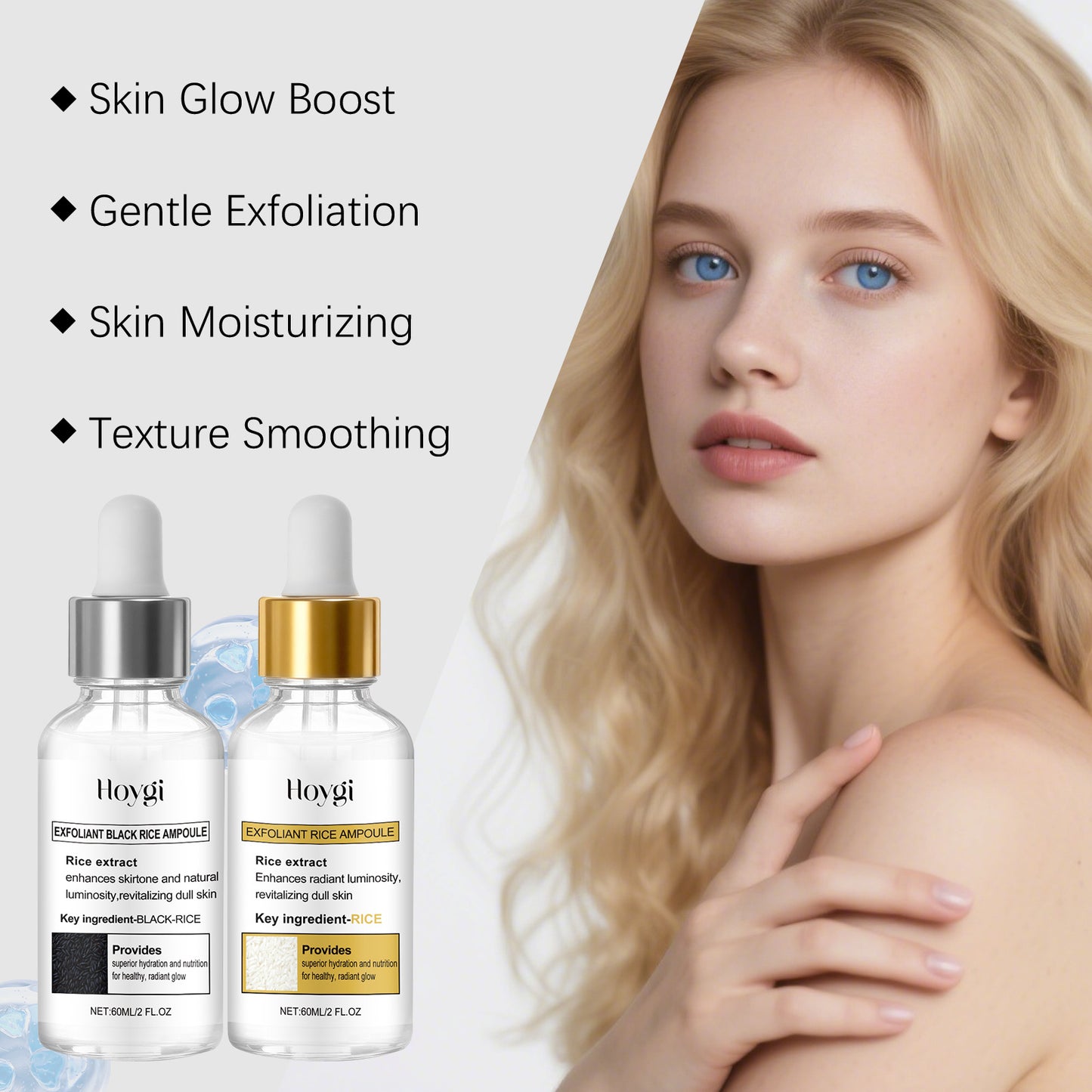 Sanftes Gesichtsreinigungsgel und Feuchtigkeitsserum für weiche, glatte und hydratisierte Haut