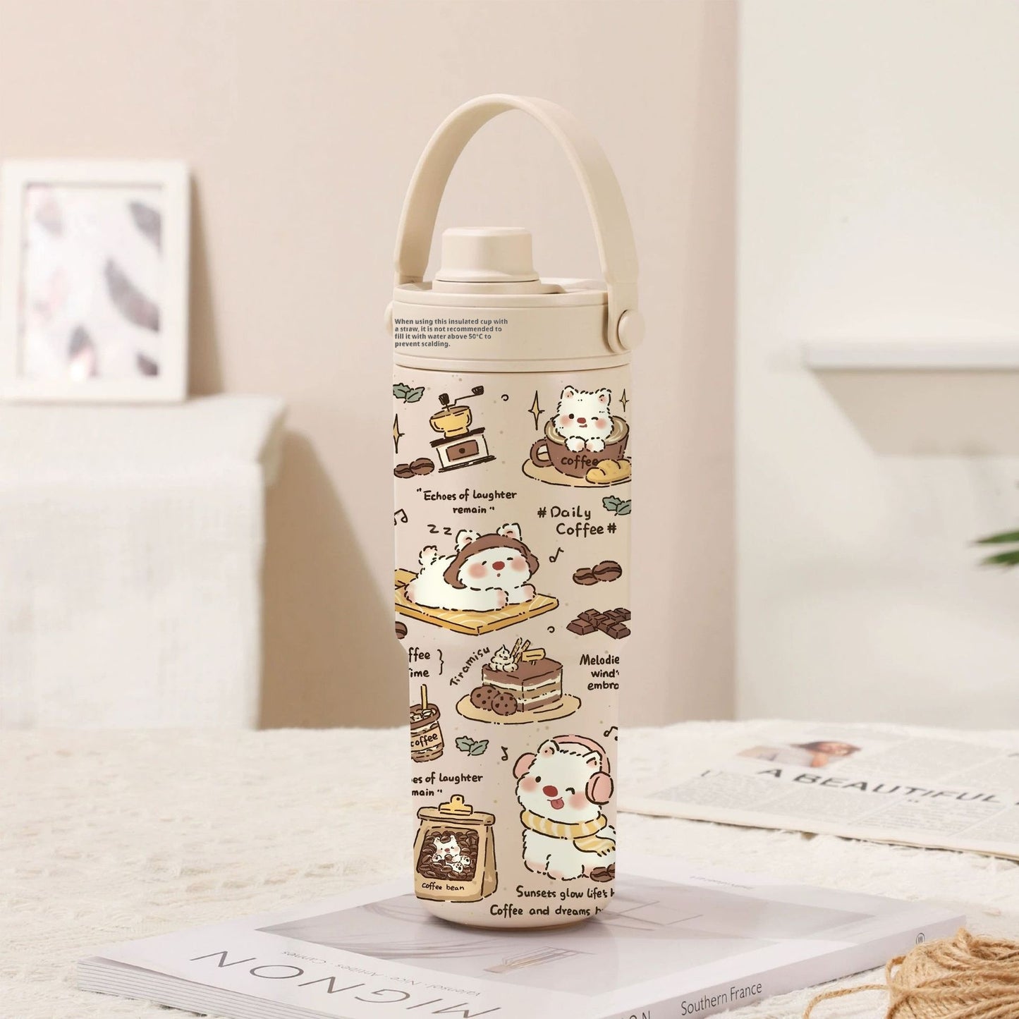 Ceramic Inner Liner Insulated Large Capacity Hand-held Straw Cup