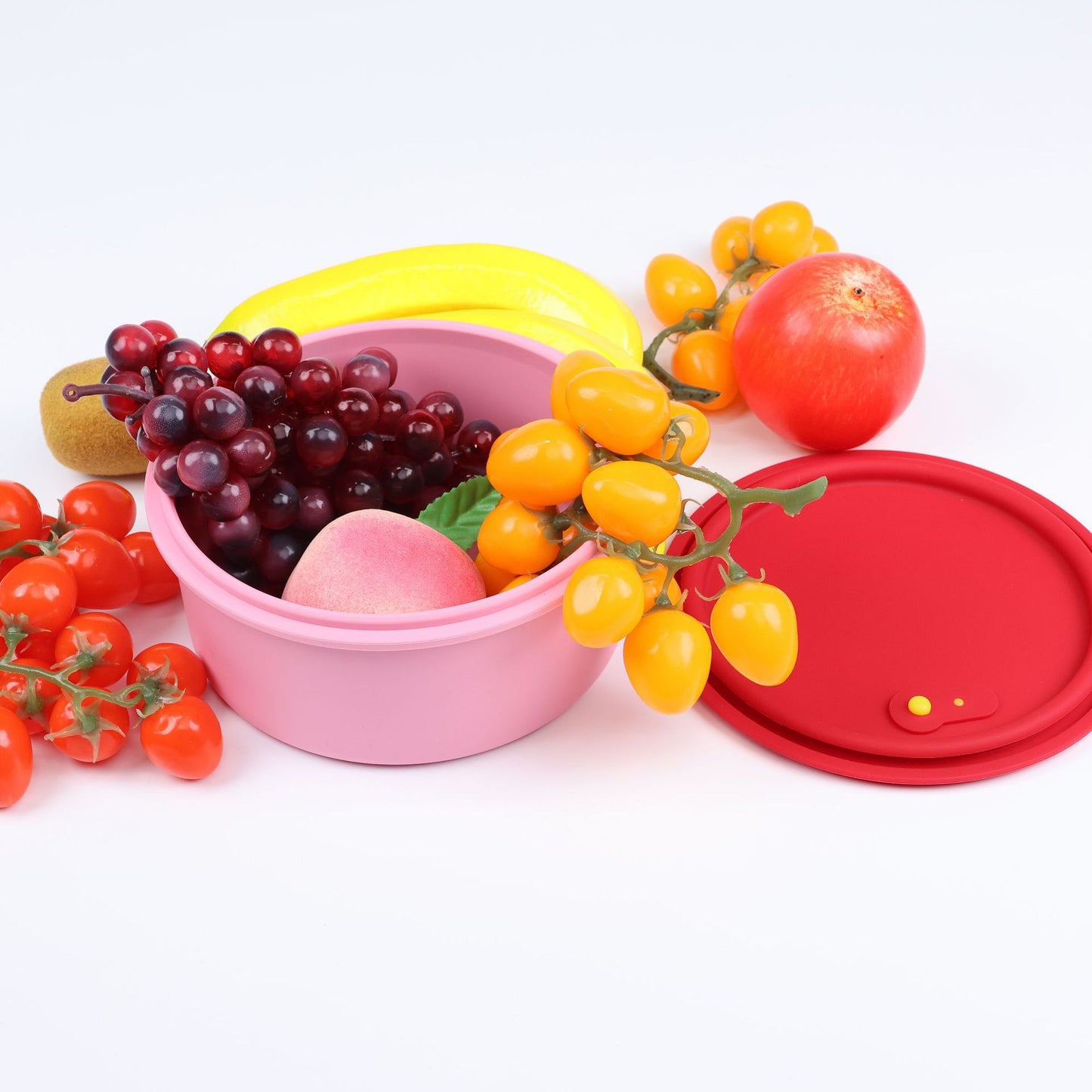 Silicone Bowl Fresh-keeping Lunch Box Microwave Oven Heating Portable Round Sealed With Lid