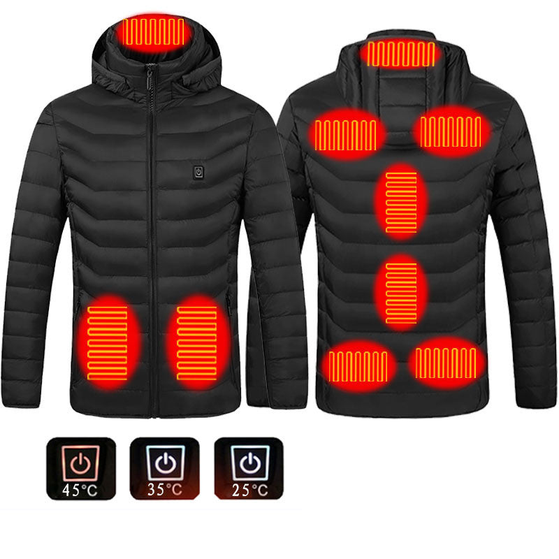 Beheizbare Winterjacke, USB-Elektro-Baumwollmantel mit Reißverschluss, Heizweste für Herren