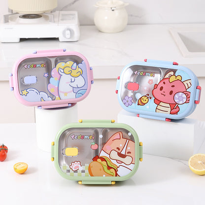 Food-grade 304 Stainless Steel Two-compartment Lunch Box