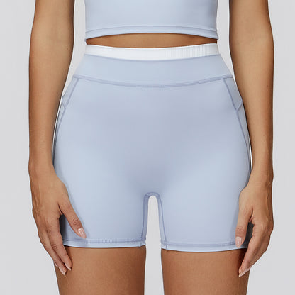 Thread High Waist Tight Nude Feel Contrast Color Yoga Shorts