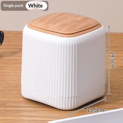 Übergroßer, doppelwandiger Mini-Tischmülleimer mit Deckel für bequeme Benutzer