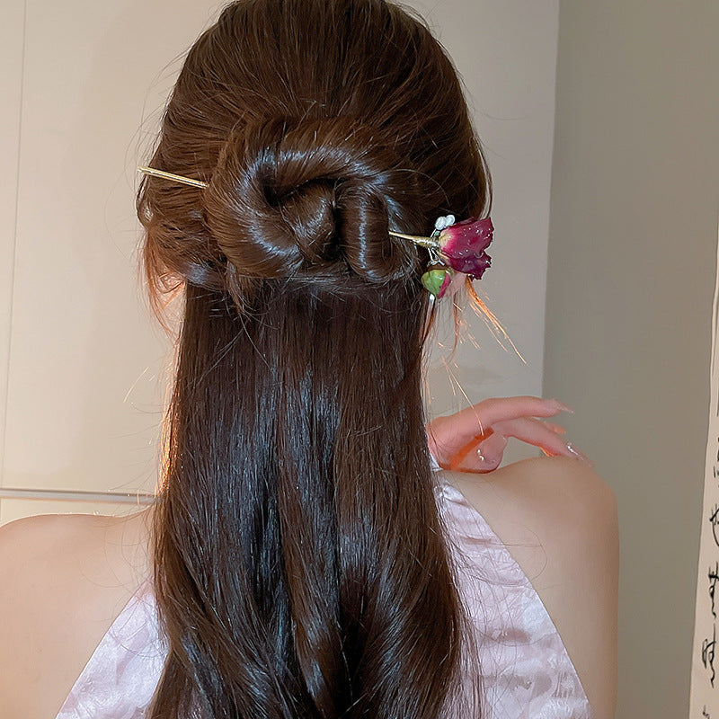 Retro Rose Pearl New Chinese Style Hairpin