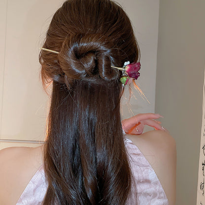 Retro Rose Pearl New Chinese Style Hairpin