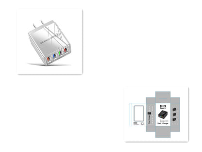 USB-Ladegerät Quick Charge 3.0 4-fach Adapter für Tablets, tragbares Wandladegerät, Schnellladegerät