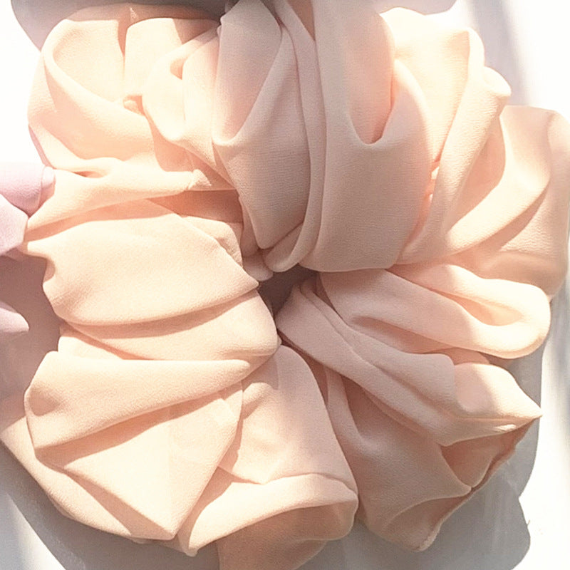 Großer Kopfstrauß aus Chiffon, Dickdarmring, Haarring