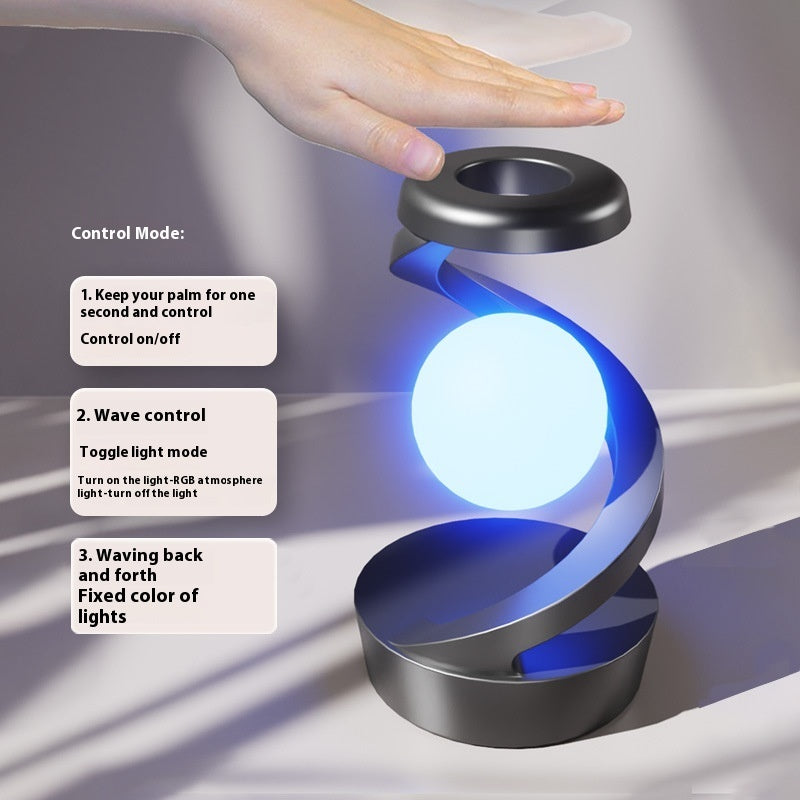 Drehbare Mond-Schreibtischlampe mit kabelloser Handy-Ladefunktion und Sensorsteuerung, dekorative Tischlampe, kleine Nachtlampe, Heimdekoration