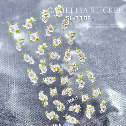 Kamelie 5D Relief Nagelsticker Stereo Ornament