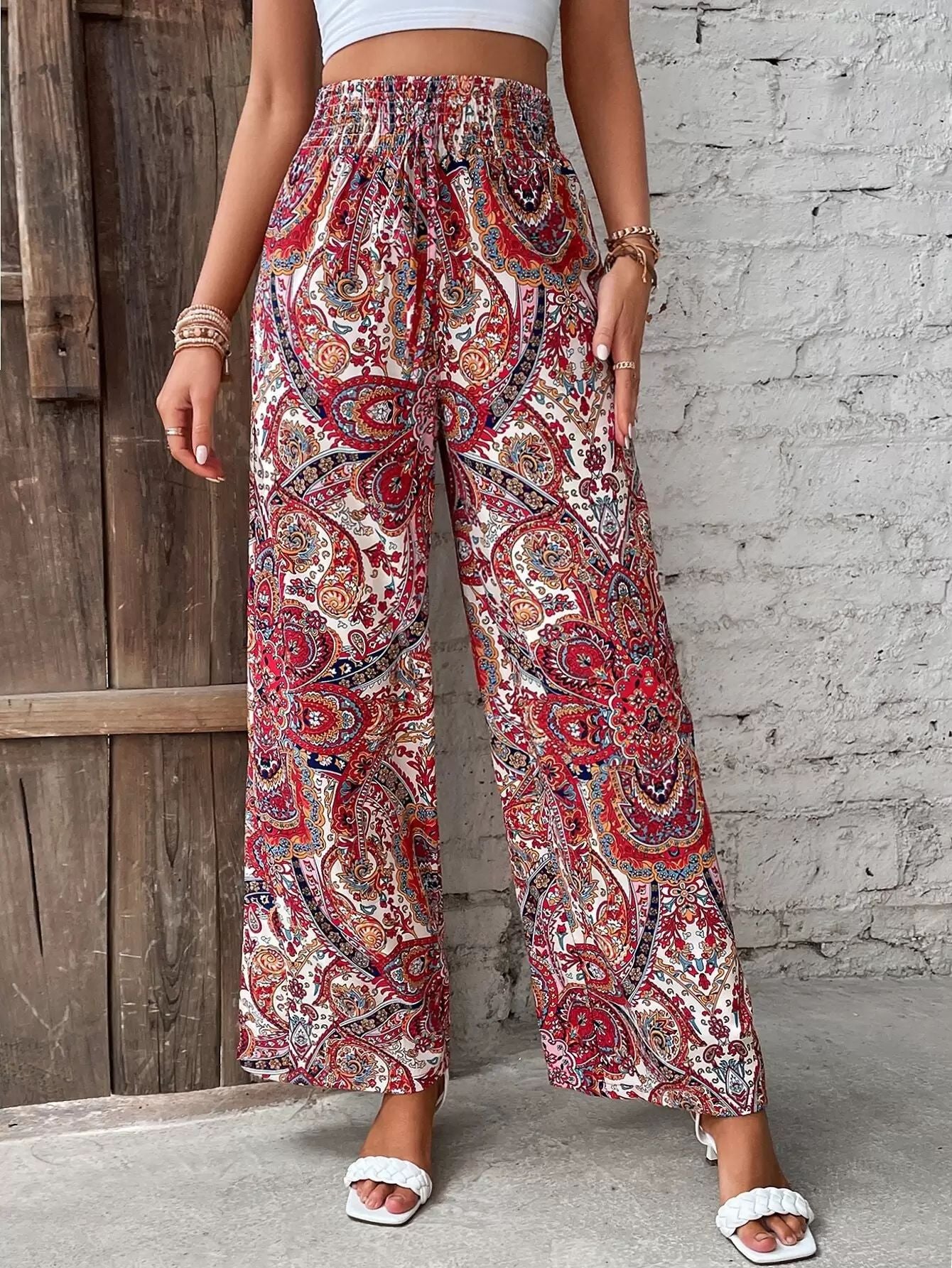 Retro Casual Pants High-waisted Trousers Women