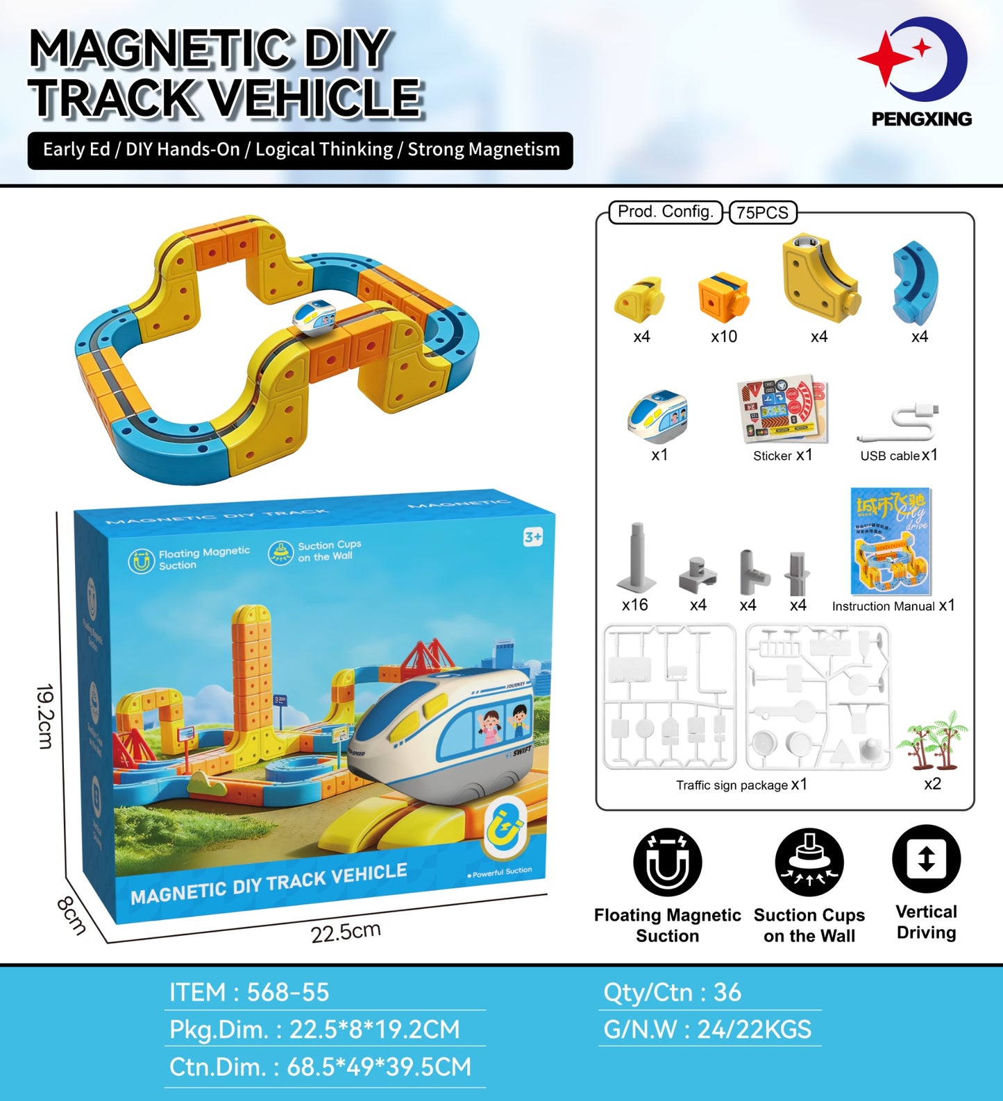 Childrens Electric Magnetic Levitation Track Building Toy