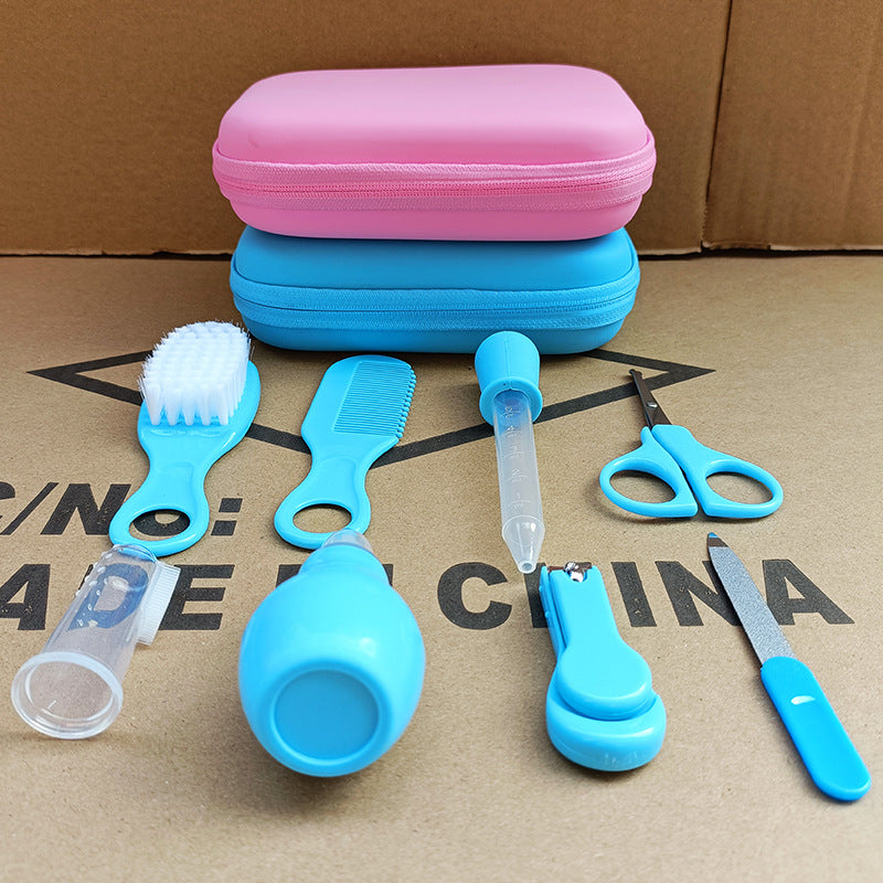 Grenzüberschreitendes Set für Mutter und Kind: 8-teiliges Nagelset für Kinder und Babys inklusive Kämmen, Bürsten und Nasensaugern in EVA-Verpackung