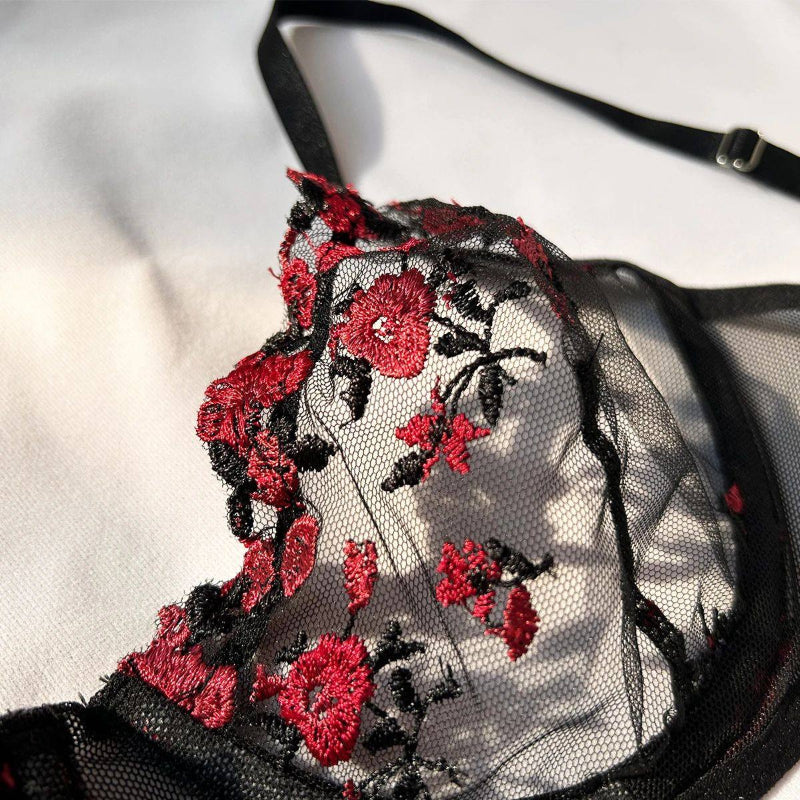 Sexy Dessous-Set aus edler Spitze für Damen, 2-teilig, transparentes Design