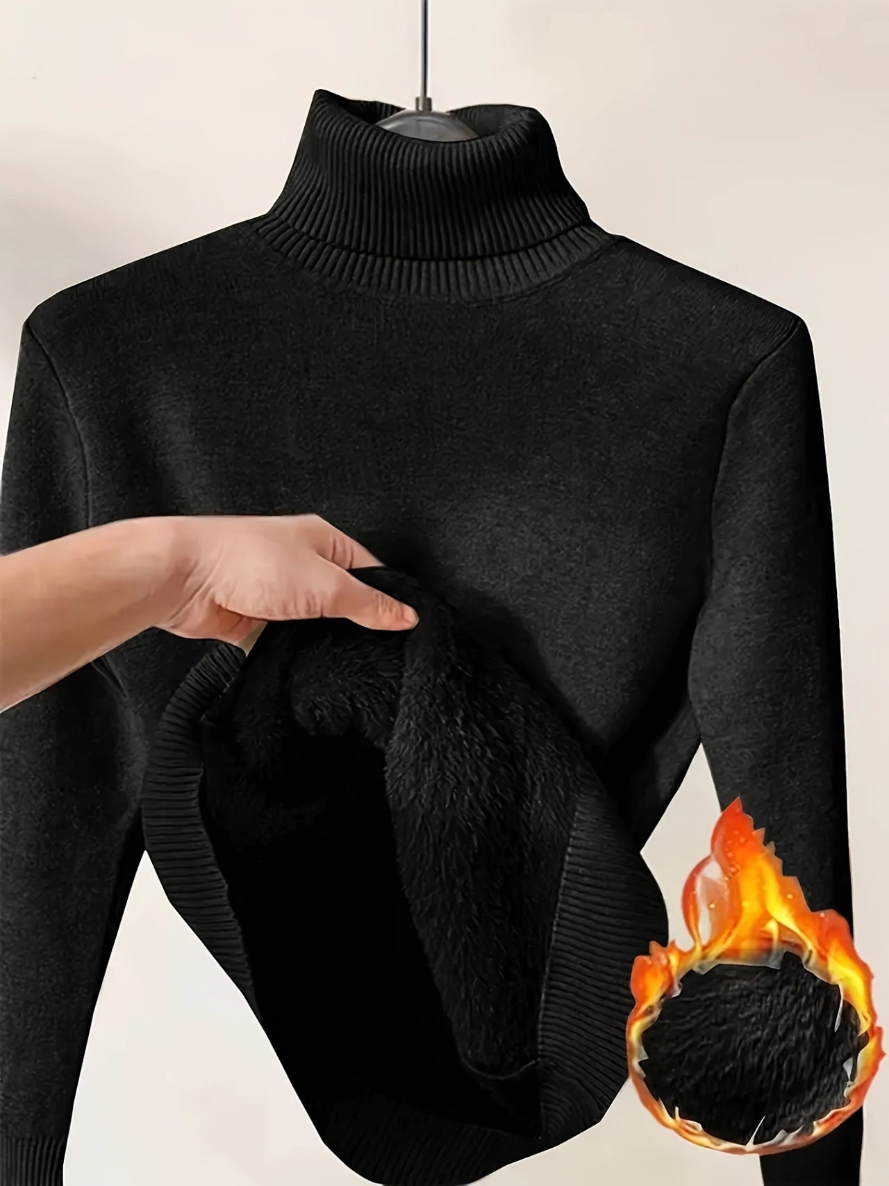Fleece-Rollkragenpullover, warm, elegant, dick gestrickt, Damenbekleidung