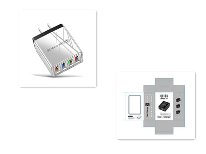 USB-Ladegerät Quick Charge 3.0 4-fach Adapter für Tablets, tragbares Wandladegerät, Schnellladegerät